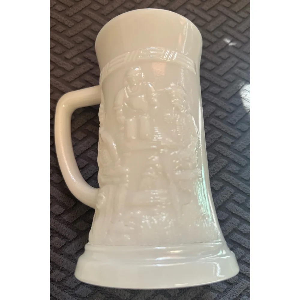 1950's Vintage Collector's Milk Glass Beer/Hot Mugs - Set of 2